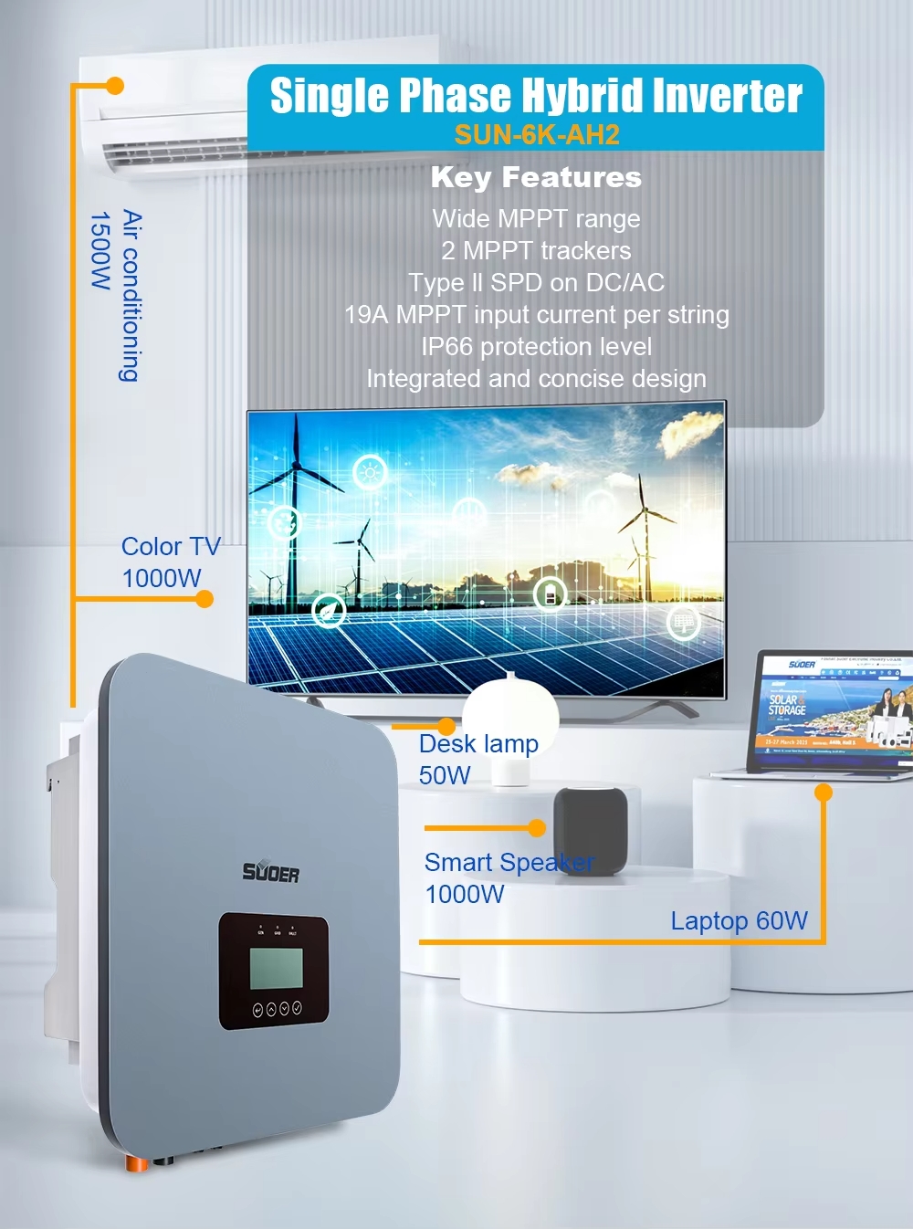 Biến tần Inverter Souer Hybrid SUN-6K-AH2- 6.2kW-6