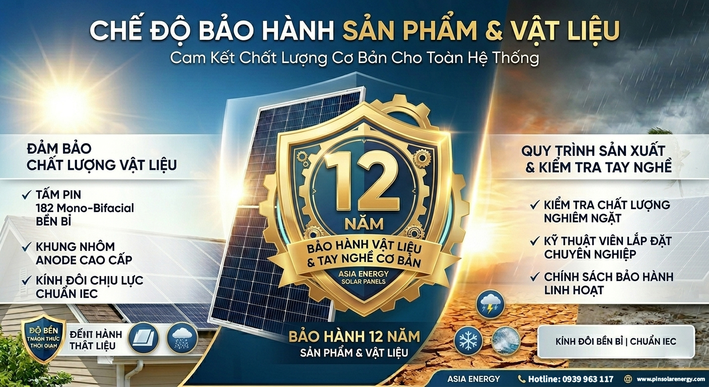 bảo hành 12 năm tấm pin năng lượng mặt trời