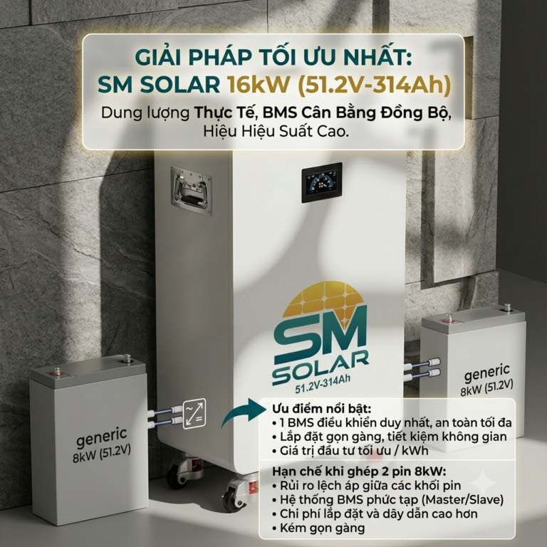 Lựa chọn pin lưu trữ 16kW Hay Ghép 2 Pin 8kW
