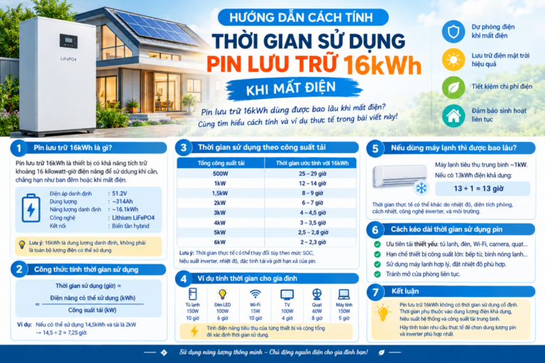 Pin Lưu Trữ 16kWh Dùng Được Bao Lâu Khi Mất Điện